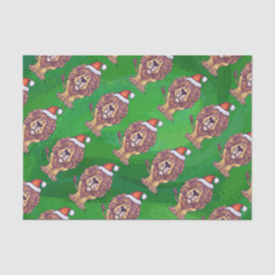 Lion Christmas On Green Tissue Paper