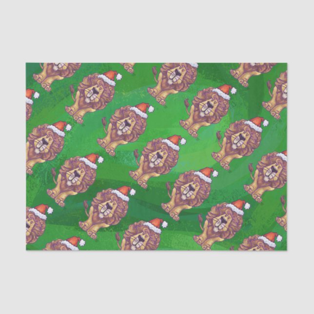 Lion Christmas On Green Tissue Paper (Front)