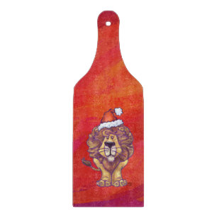 Lion Christmas On Red Cutting Board