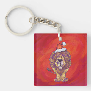 Lion Christmas On Red Key Ring