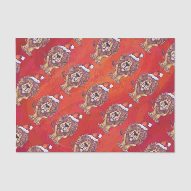 Lion Christmas On Red Tissue Paper (Front)