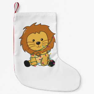Lion Christmas Snow Winter Animals Lions Adult Clo Small Christmas Stocking