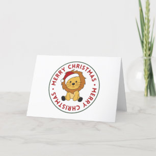 Lion Christmas Snow Winter Animals Lions Holiday C Card