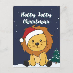 Lion Christmas Snow Winter Animals Lions Holiday P Postcard