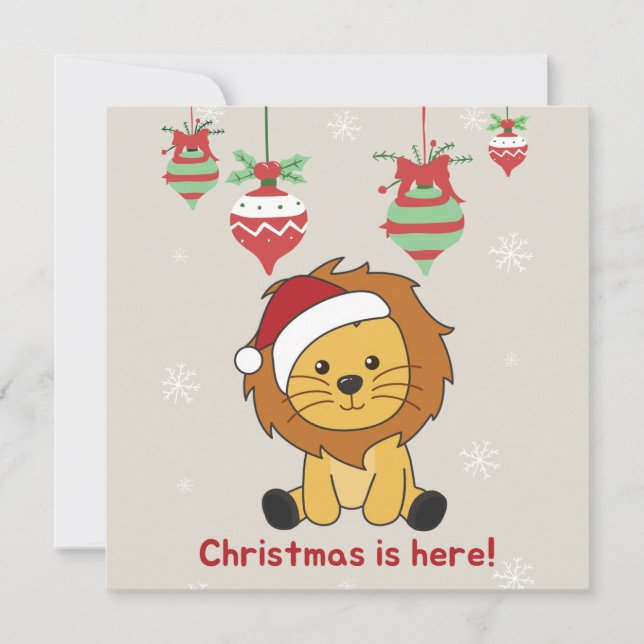 Lion Christmas Snow Winter Animals Lions Invitatio Invitation (Front)