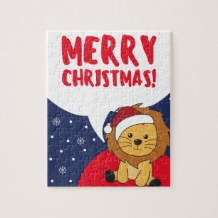 Lion Christmas Snow Winter Animals Lions Jigsaw Pu Puzzle