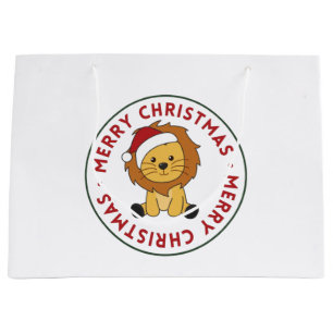 Lion Christmas Snow Winter Animals Lions Large Gif Gift Bag