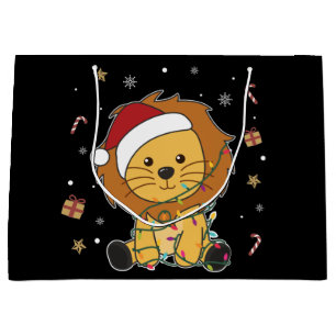 Lion Christmas Snow Winter Animals Lions Large Gif Gift Bag