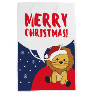 Lion Christmas Snow Winter Animals Lions Medium Gi Gift Bag
