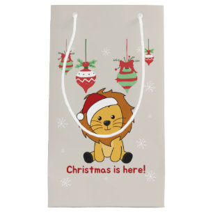 Lion Christmas Snow Winter Animals Lions Small Gif Gift Bag