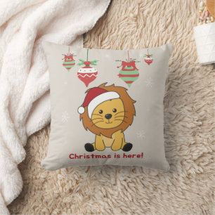 Lion Christmas Snow Winter Animals Lions Throw Pil Cushion