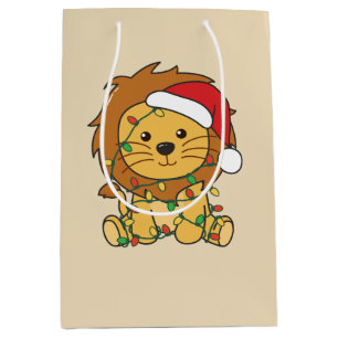 Lion Christmas Winter Animals Holiday Lions Medium Gift Bag