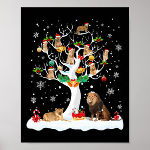 Lion Christmas Xmas Tree Dog Lover Men Women Boy G Poster