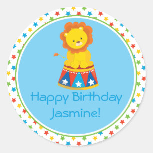 Lion Circus Theme Personalised Classic Round Sticker