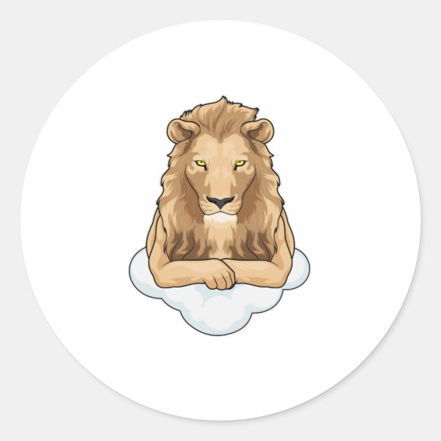 Lion Clouds Classic Round Sticker (Front)