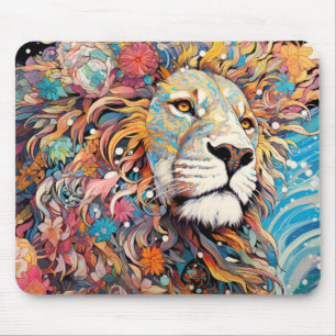Lion Colourful Animal Enchanting Abstract Mouse Pad