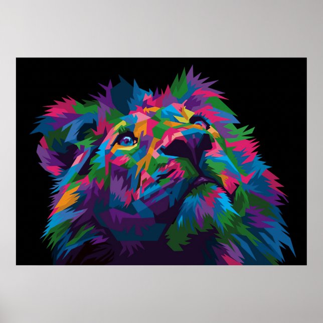 Lion Colourful Lion Head Poster (Front)