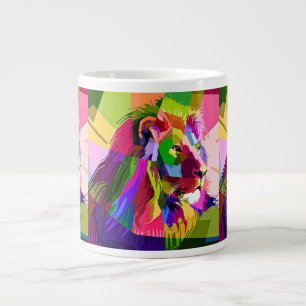 Lion Colourful Prismatic Pop Art Design-62501 Large Coffee Mug