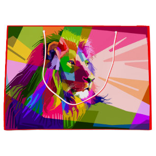 Lion Colourful Prismatic Pop Art Design-62501 Large Gift Bag