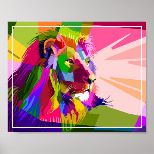 Lion Colourful Prismatic Pop Art Design-62501 Poster