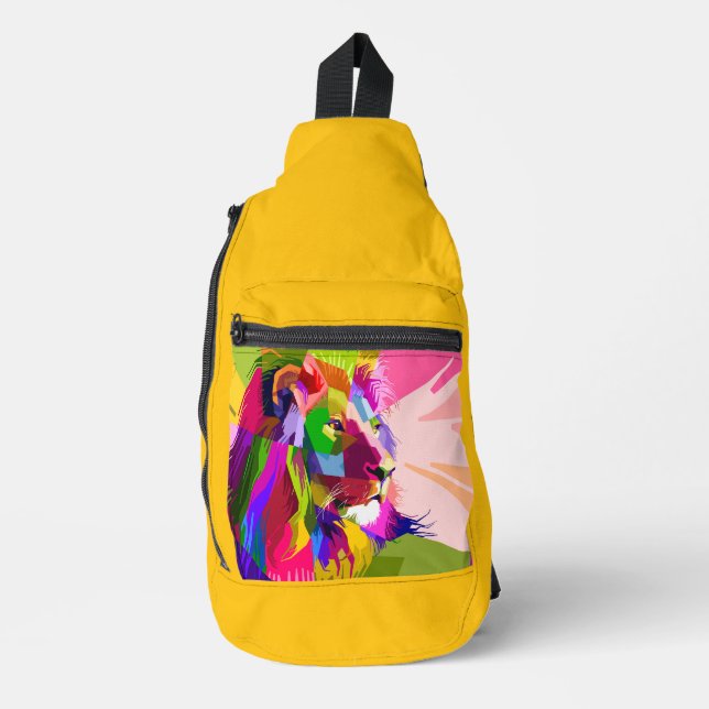 Lion Colourful Prismatic Pop Art Design-62501 Sling Bag (Front)
