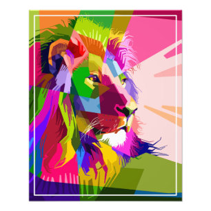 Lion Colourful Prismatic Pop Art Design-6250 Photo Print