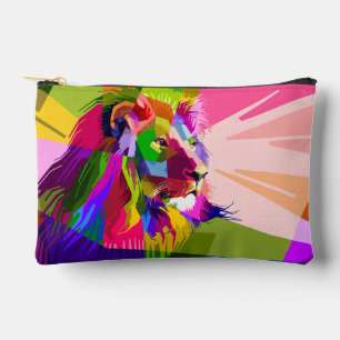 Lion Colourful Prismatic Pop Art Design Accessory Pouch