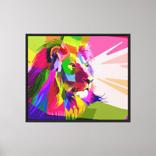 Lion Colourful Prismatic Pop Art Design Canvas Print