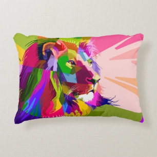 Lion Colourful Prismatic Pop Art Design Decorative Cushion