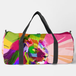 Lion Colourful Prismatic Pop Art Design Duffle Bag