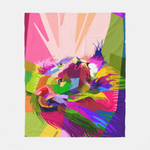 Lion Colourful Prismatic Pop Art Design Fleece Blanket