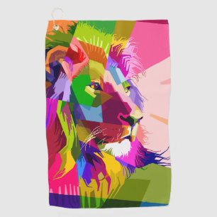 Lion Colourful Prismatic Pop Art Design Golf Towel