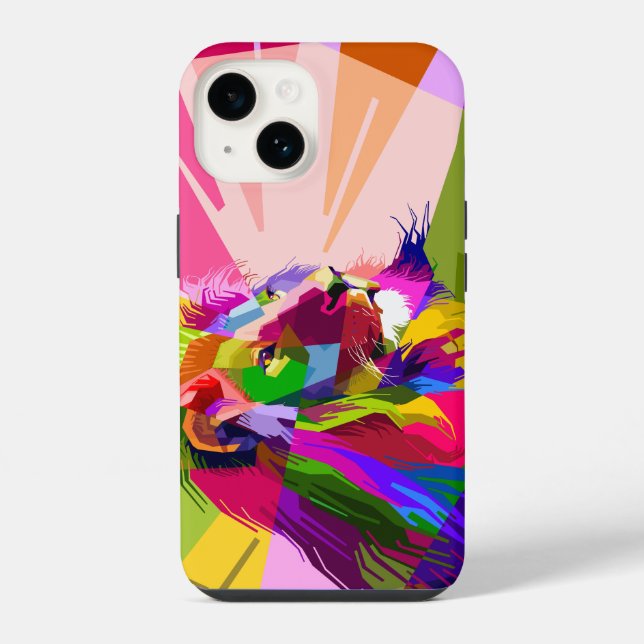 Lion Colourful Prismatic Pop Art Design iPhone Case (Back)