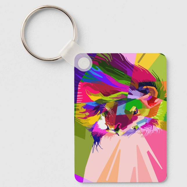Lion Colourful Prismatic Pop Art Design Key Ring (Front)