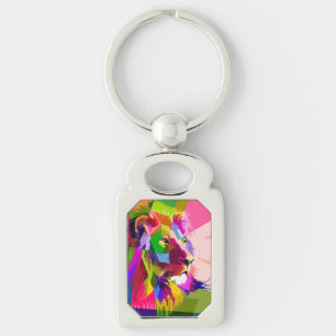 Lion Colourful Prismatic Pop Art Design Key Ring