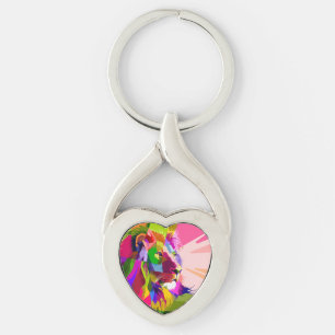 Lion Colourful Prismatic Pop Art Design Key Ring