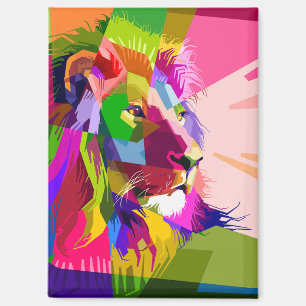 Lion Colourful Prismatic Pop Art Design Magnet