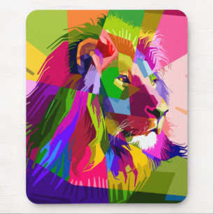 Lion Colourful Prismatic Pop Art Design Mouse Pad