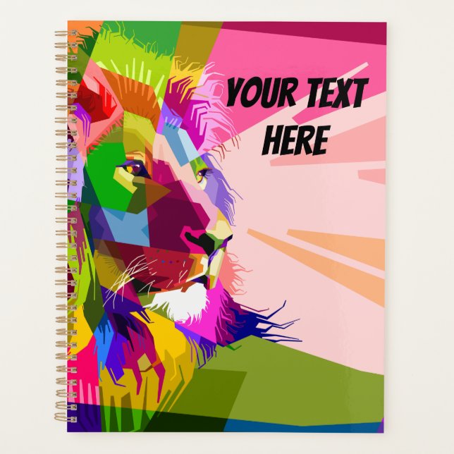 Lion Colourful Prismatic Pop Art Design Planner (Front)
