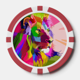 Lion Colourful Prismatic Pop Art Design Poker Chips