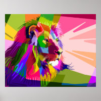 Lion Colourful Prismatic Pop Art Design
