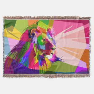 Lion Colourful Prismatic Pop Art Design Throw Blanket