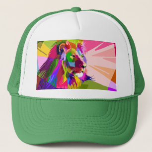 Lion Colourful Prismatic Pop Art Design Trucker Hat