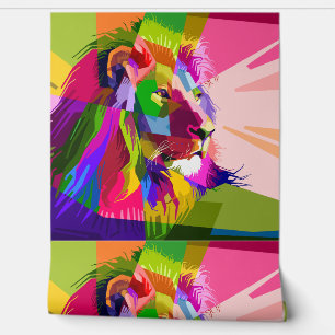 Lion Colourful Prismatic Pop Art Design Wallpaper