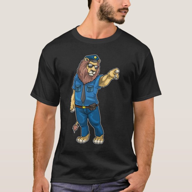 Lion Cop Sunglasses Police T-Shirt (Front)