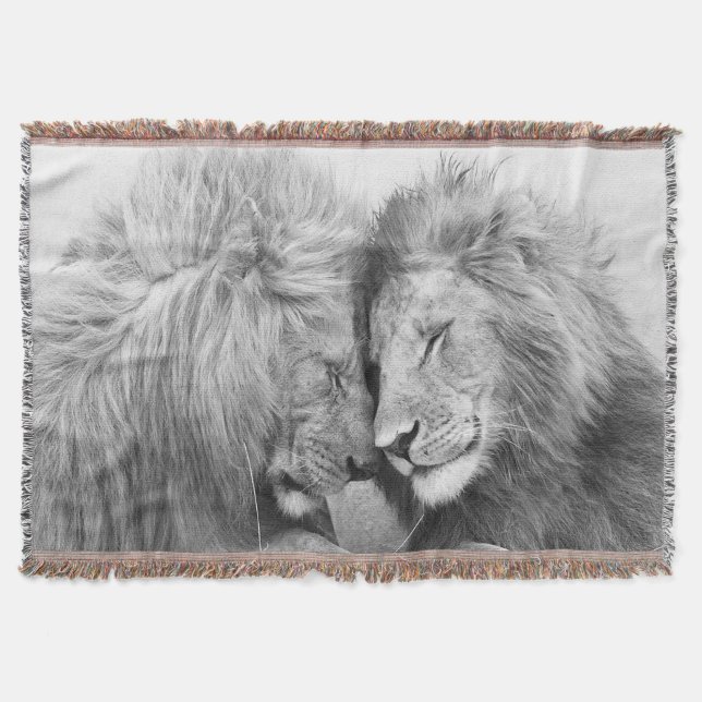 Lion Couple Throw Blanket (Front)