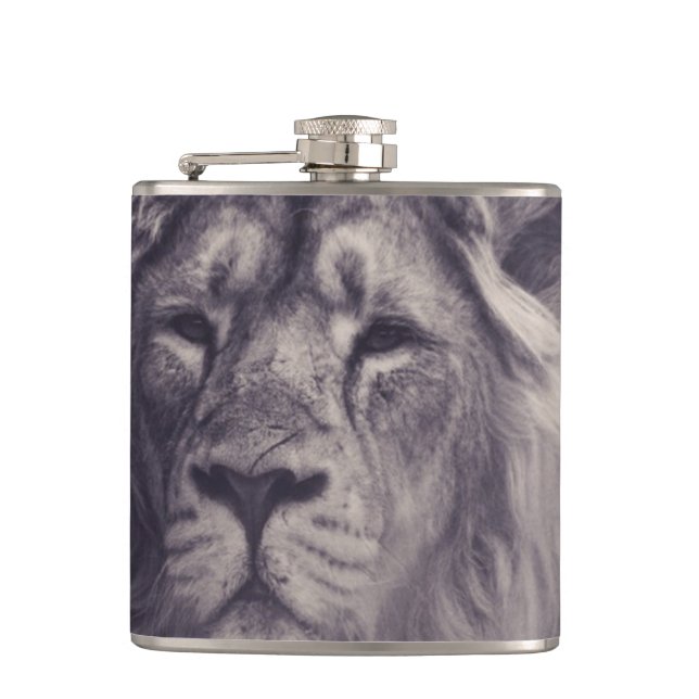 Lion Courage King of the Jungle Hip Flask (Front)