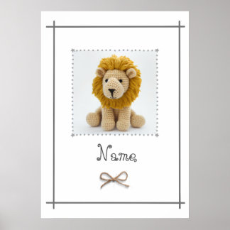 Lion Crochet Baby Nursery Wall Art Personalise 