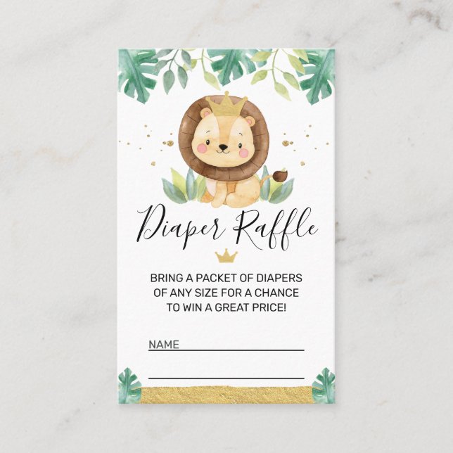 Lion Crown Baby Shower Diaper Raffle Insert (Front)