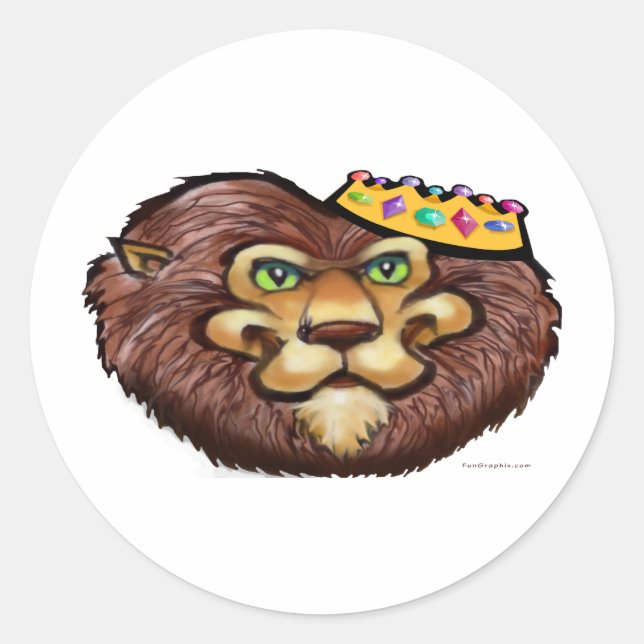 Lion Crown Classic Round Sticker (Front)